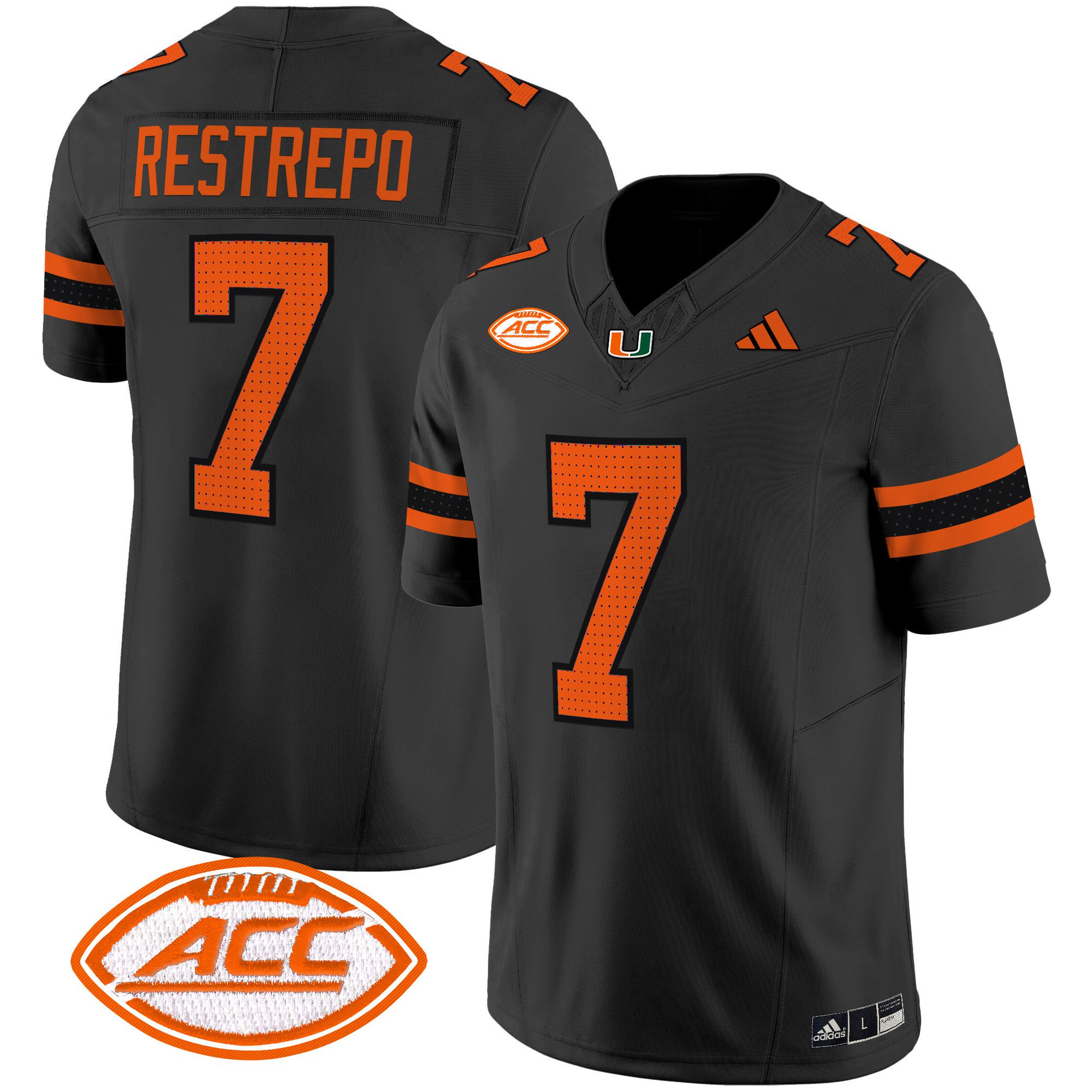 Men Miami Hurricanes #7 Restrepo Black 2024 Vapor Limited NCAA Jersey